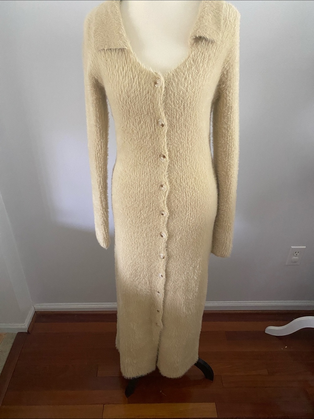 12th tribe e size small button up furry maxi dress